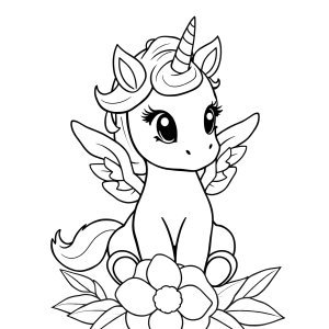 Baby Unicorn With Wings Coloring Page coloring page for kids