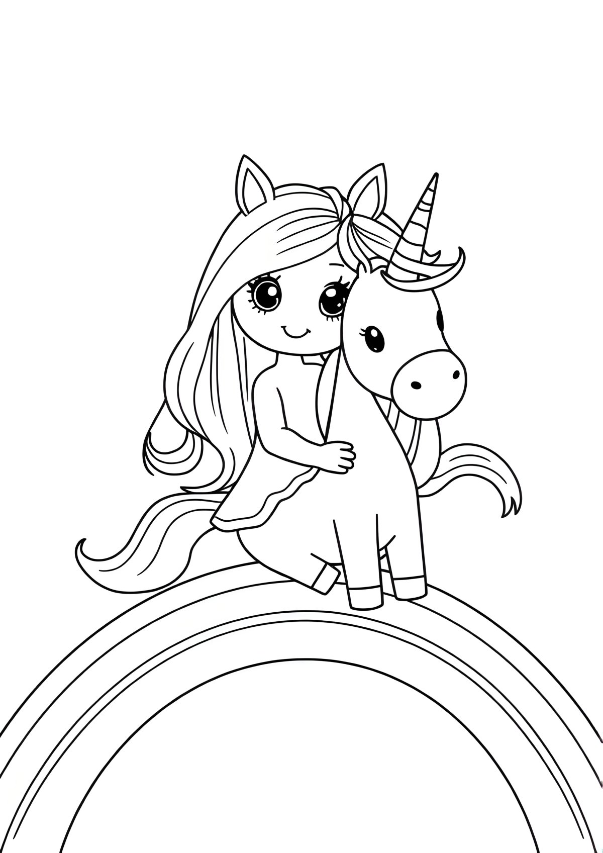 Cute Unicorn Coloring Girl Draw So Cute Colouring Page coloring page for kids