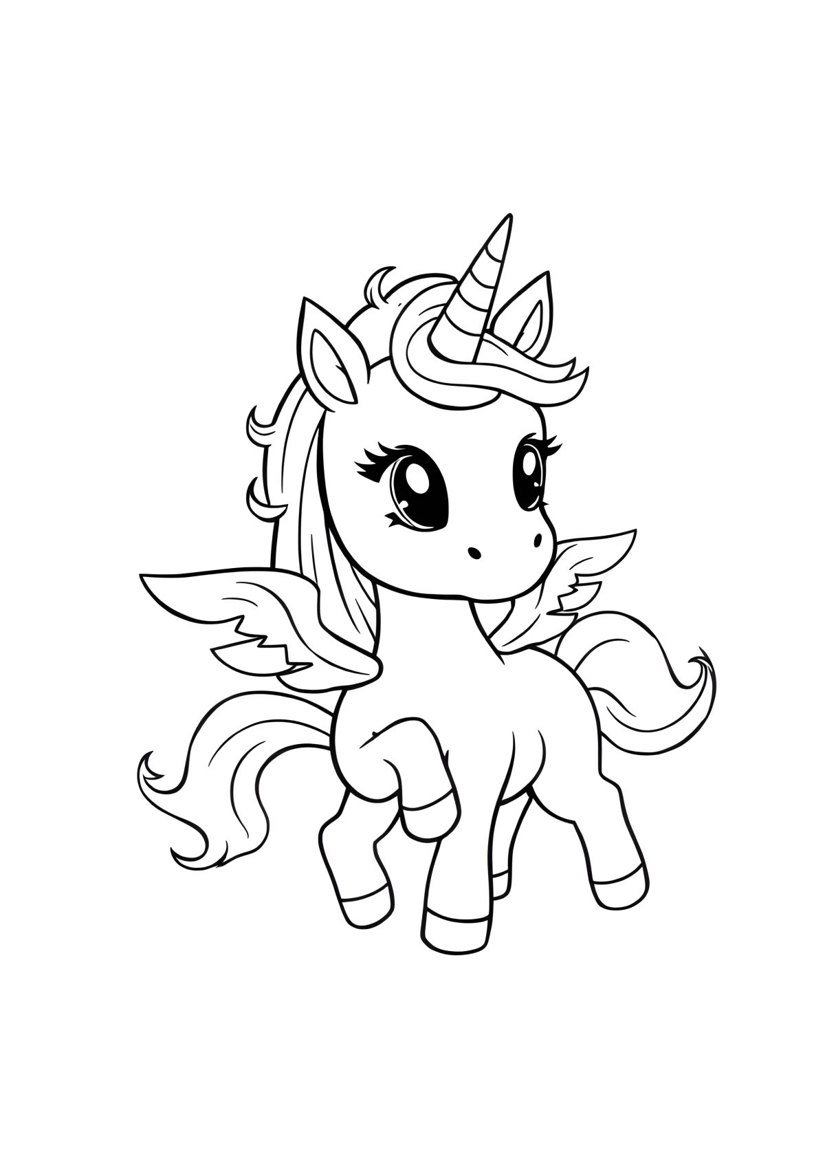 Baby Winged Unicorn Unicorn Coloring Page coloring page for kids