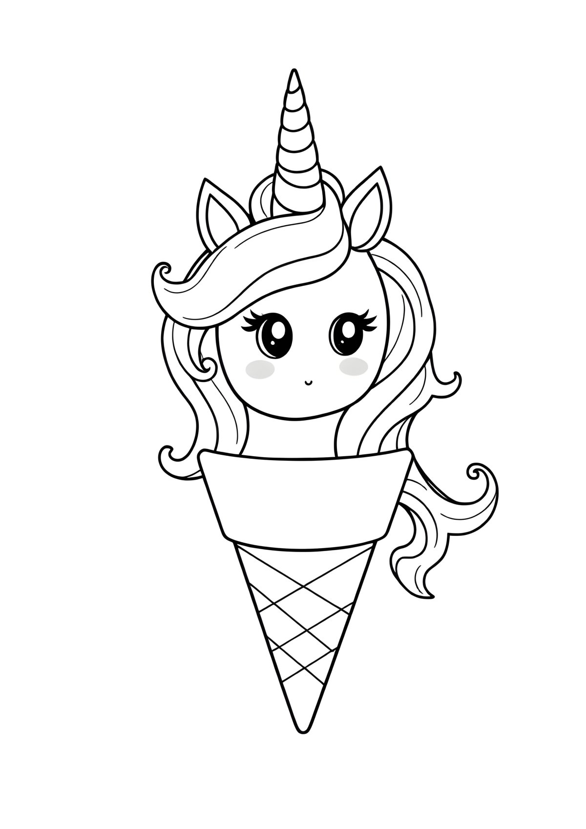Ice Cream Unicorn Cute Coloring Page For Kids coloring page for kids