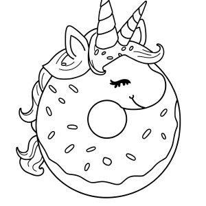 Kawaii Doughnut Unicorn Coloring Page coloring page for kids