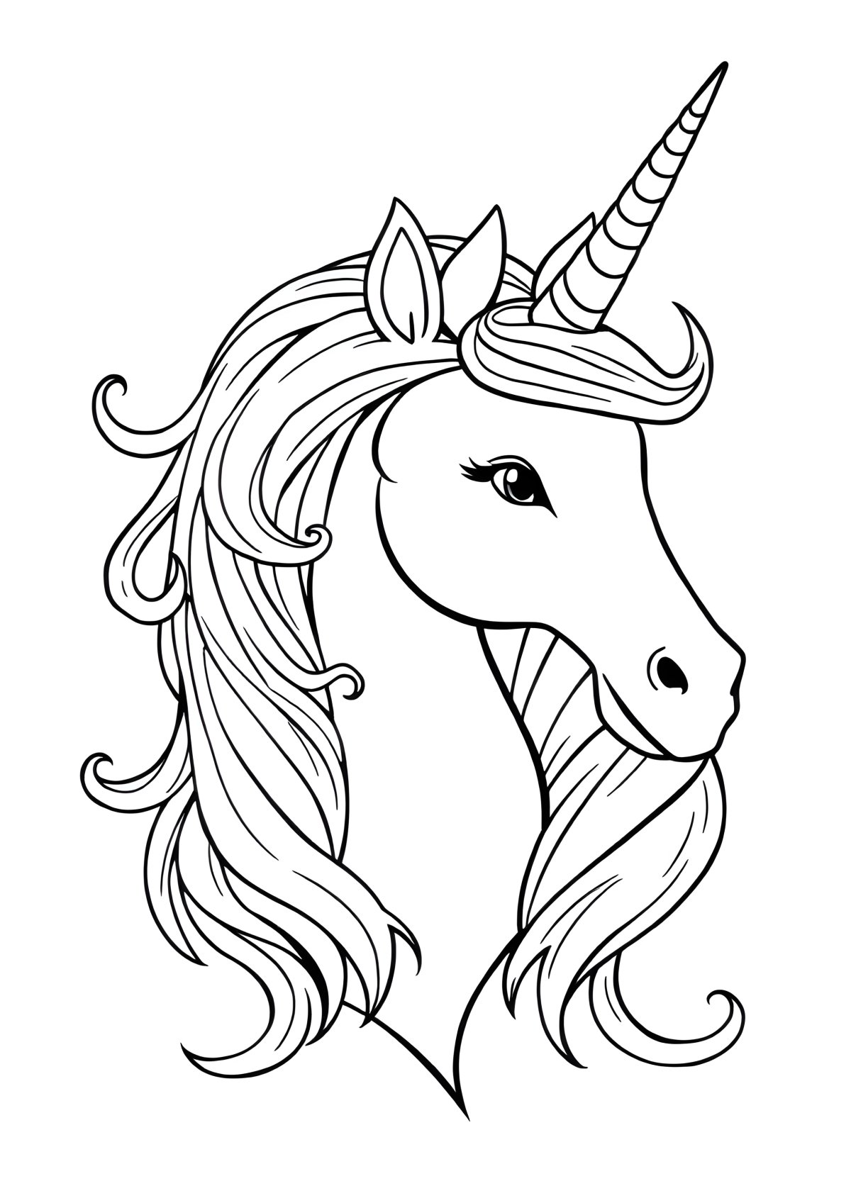 Printable Kids Realistic Unicorn Coloring Page coloring page for kids
