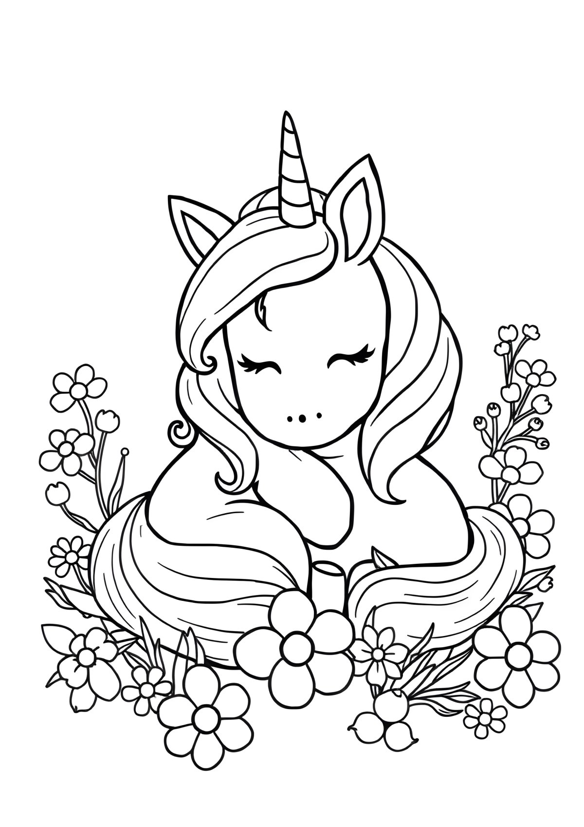 Unicorn Baby Unicorn Cute Animal Coloring Page coloring page for kids