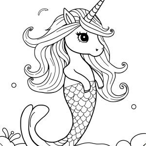Coloring Page For Kids Unicorn Mermaid coloring page for kids