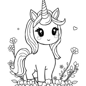 Kawaii Free Printable Unicorn Coloring Page coloring page for kids