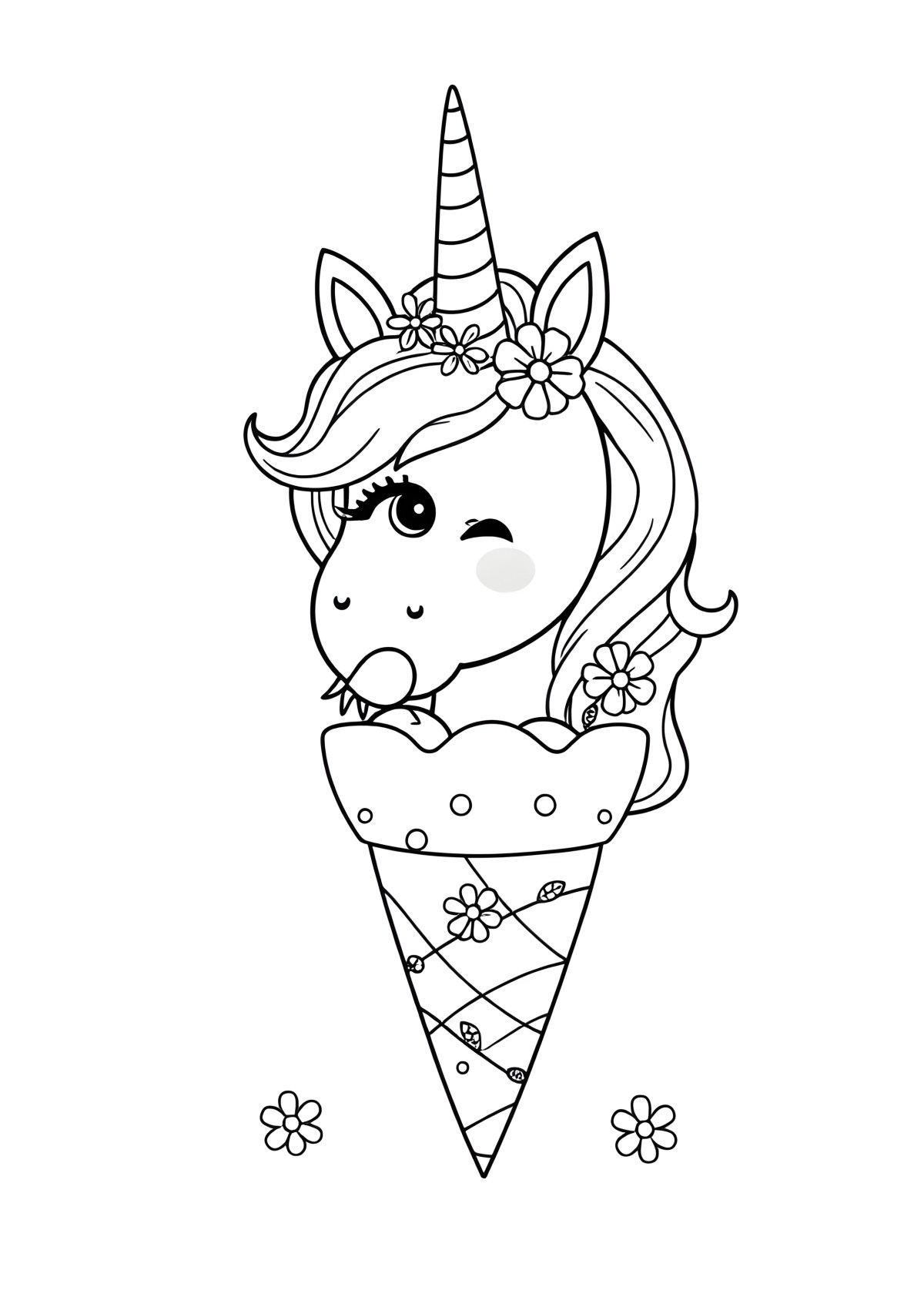 Printable Unicorn Ice Cream Coloring Page coloring page for kids