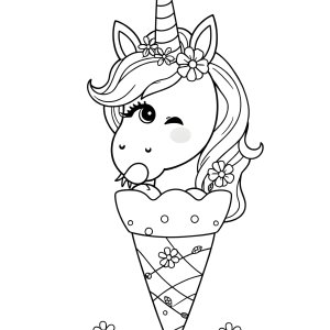 Printable Unicorn Ice Cream Coloring Page coloring page for kids