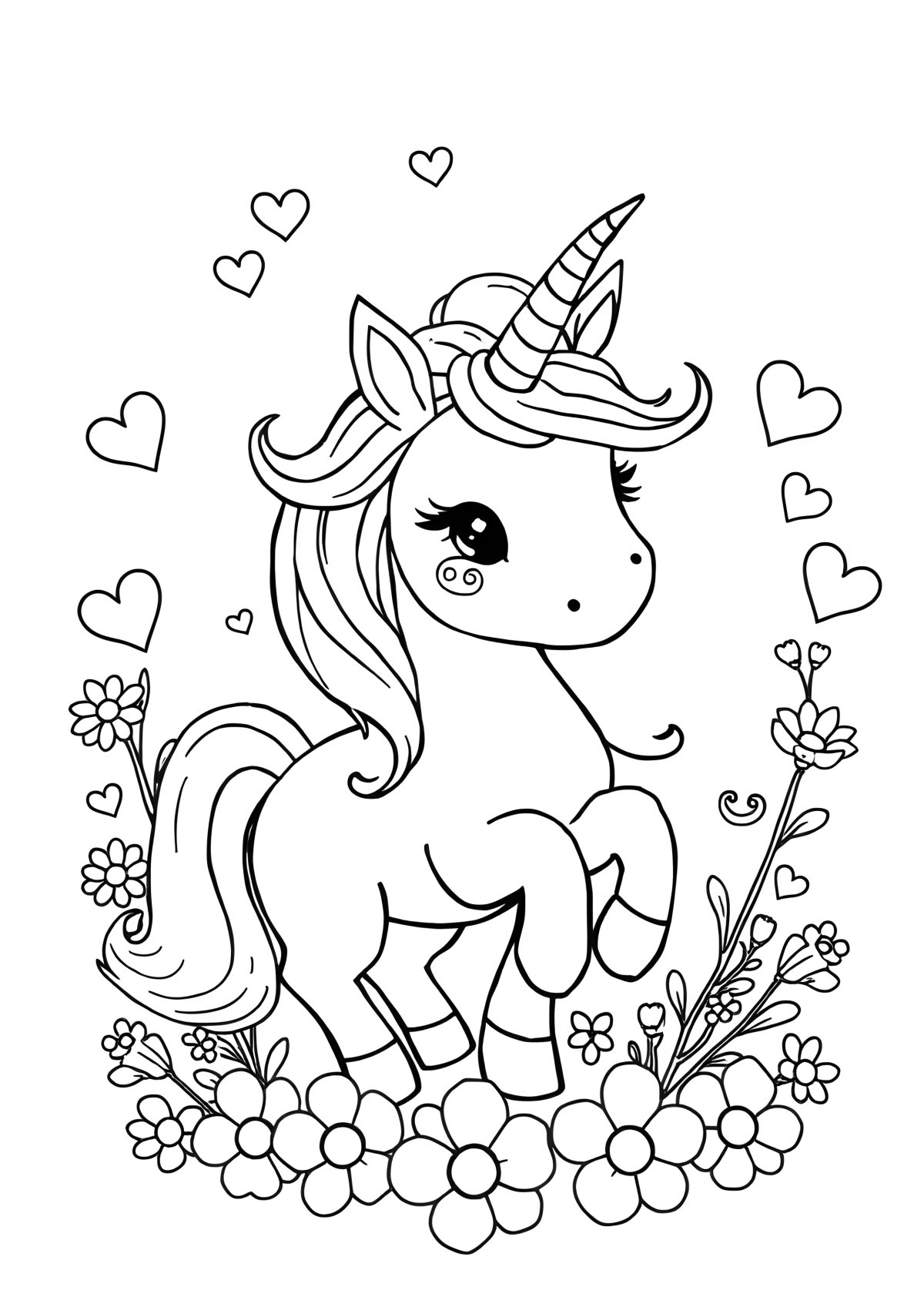 Sweet Unicorn Coloring Page coloring page for kids