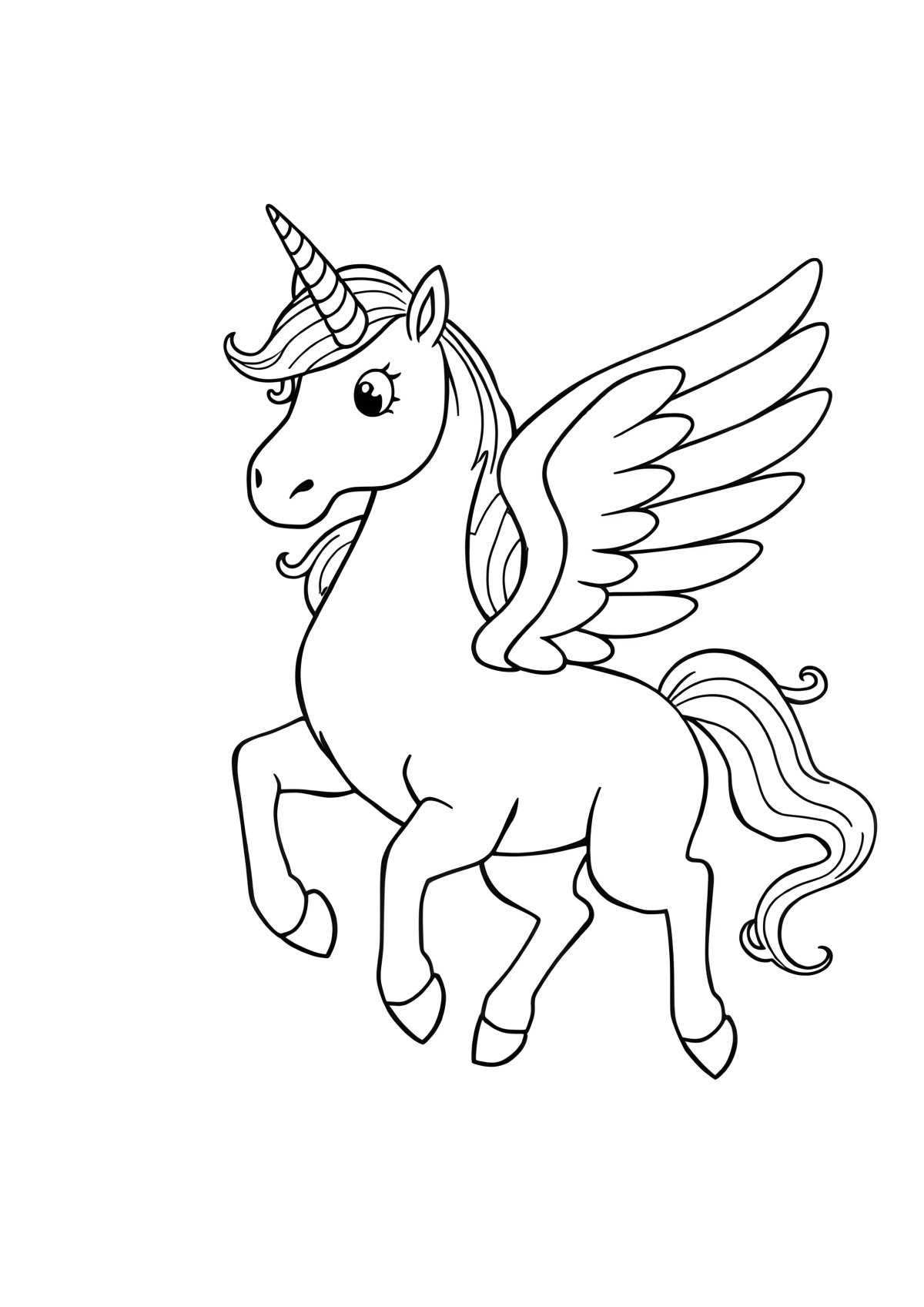 Coloring Page Pegasus Unicorn coloring page for kids