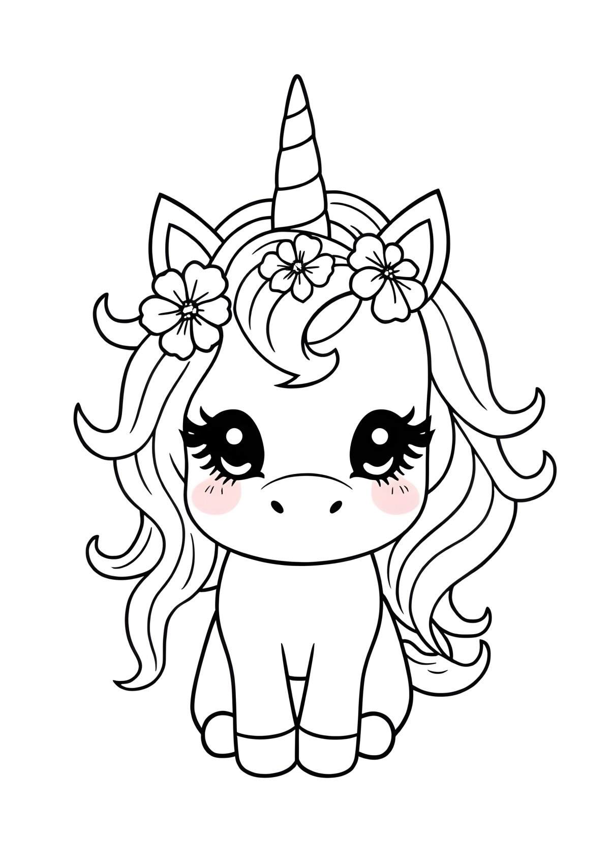Kawaii Hard Unicorn Coloring Page coloring page for kids