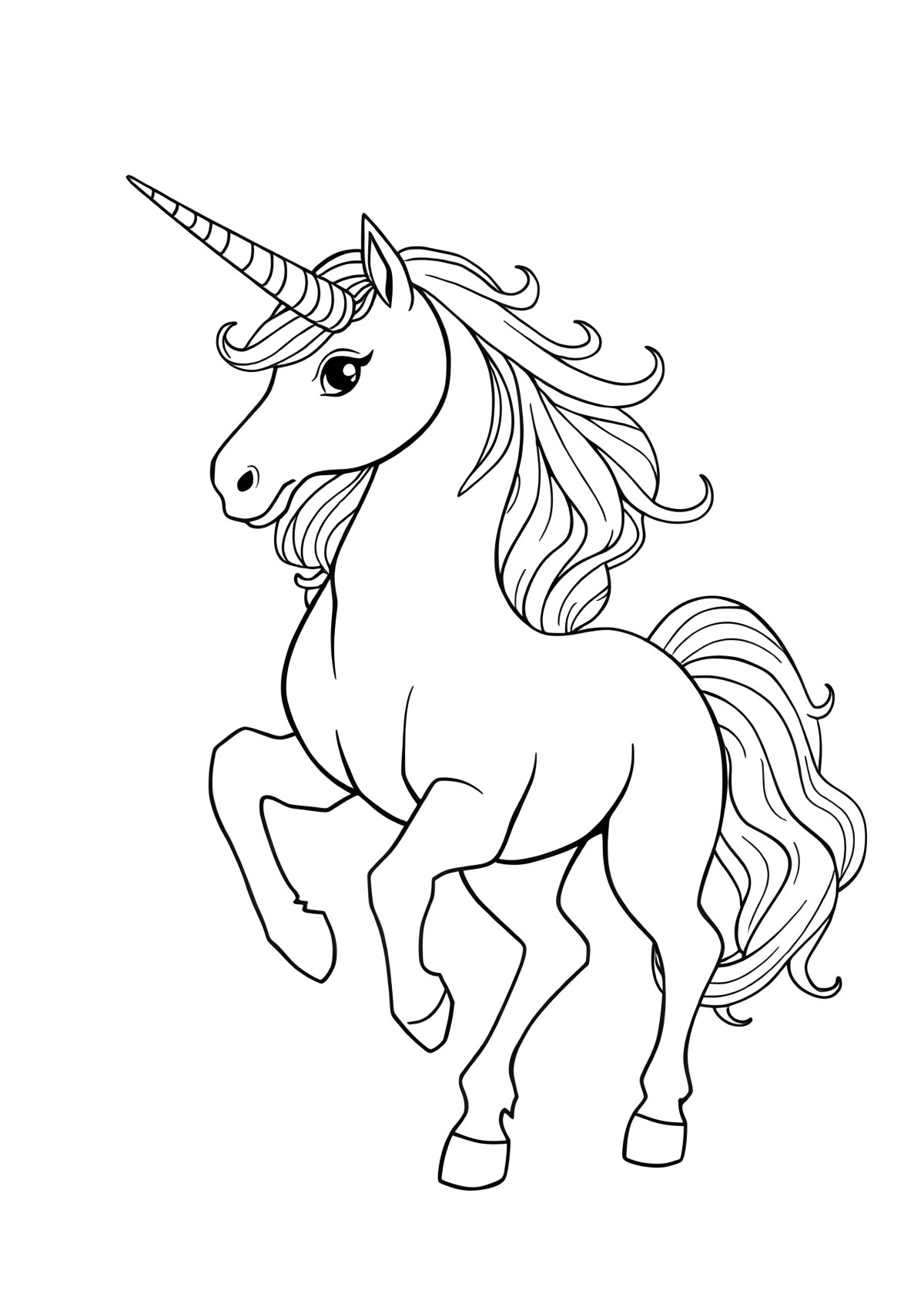 Realistic Hard Beautiful Unicorn Unicorn Coloring Page coloring page for kids