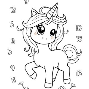 Number Coloring Page Unicorn coloring page for kids