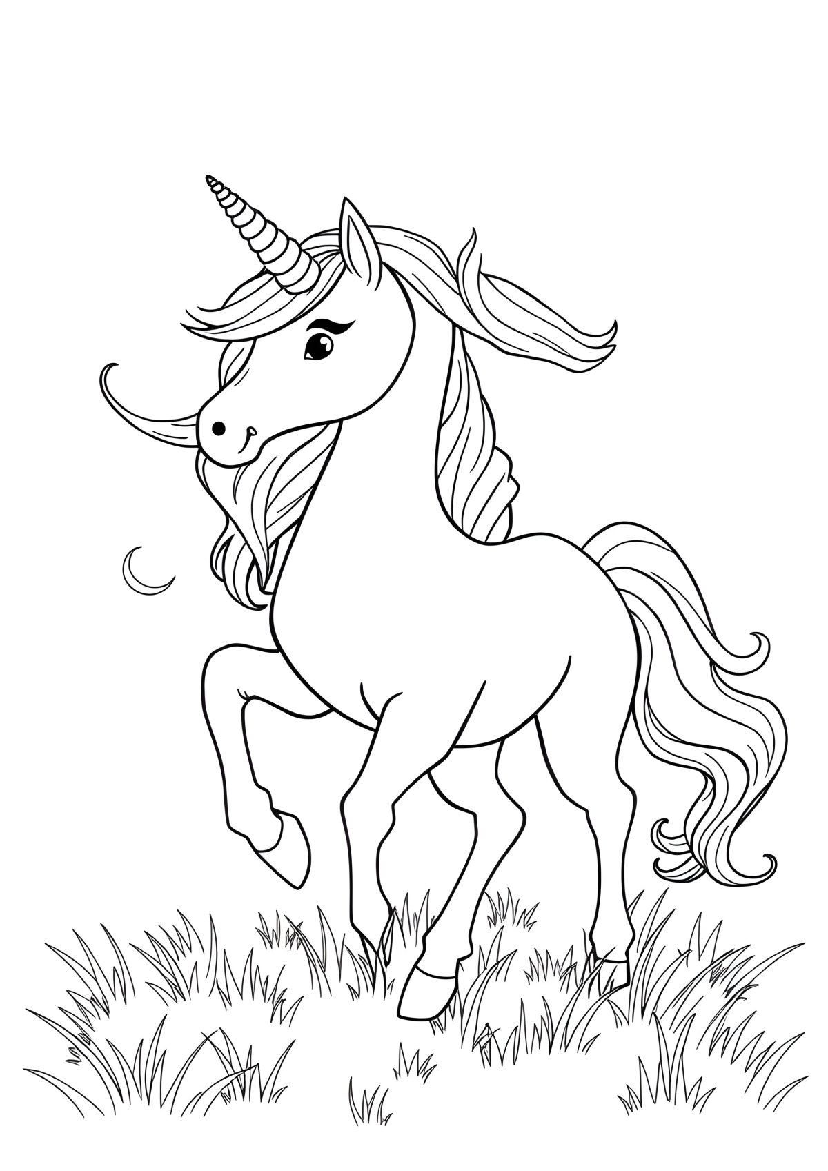 Realistic Magical Unicorn Coloring Page coloring page for kids
