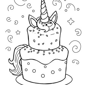 Unicorn Dessert Coloring Page coloring page for kids