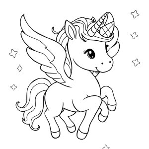 Cute Unicorn Pegasus Coloring Page coloring page for kids