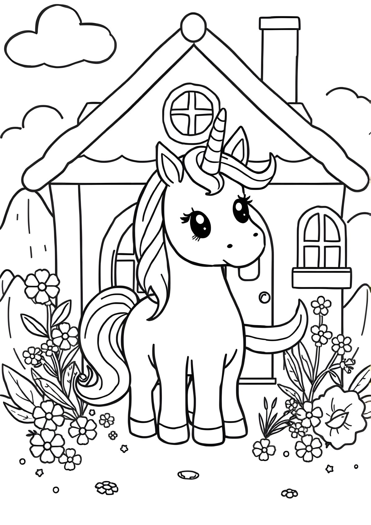 Gabbys Dollhouse Unicorn Coloring Page coloring page for kids