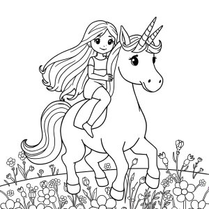 Girl Unicorn Coloring Page coloring page for kids