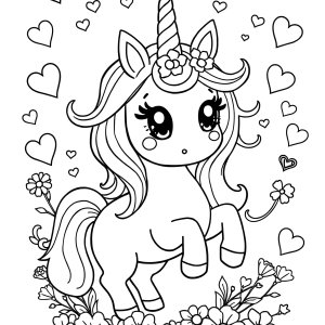 Kawaii Unicorn Coloring Page For Girls coloring page for kids