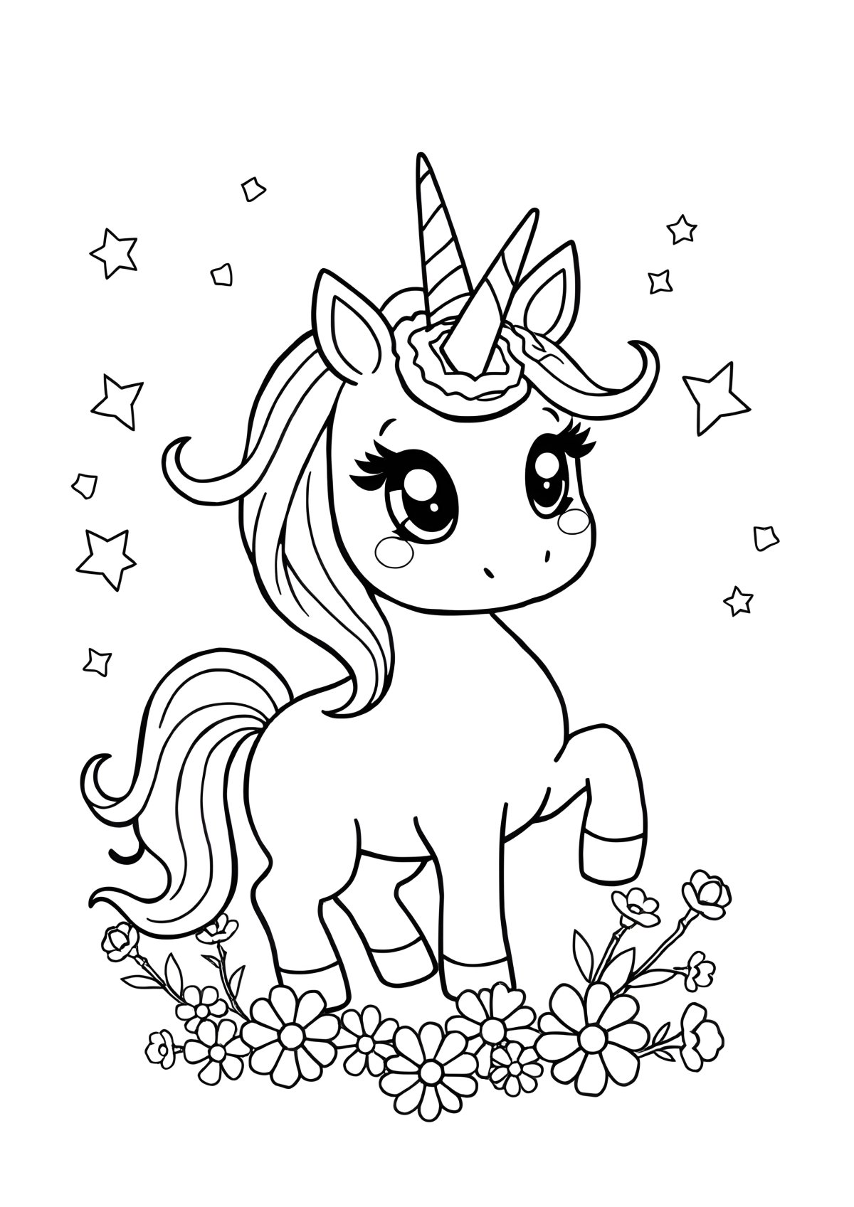 Preschool Unicorn Coloring Page coloring page for kids