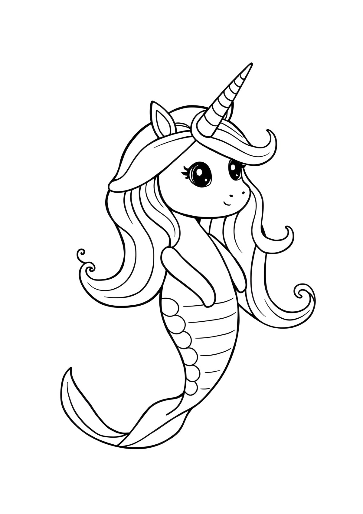 Easy Unicorn Mermaid Coloring Page coloring page for kids