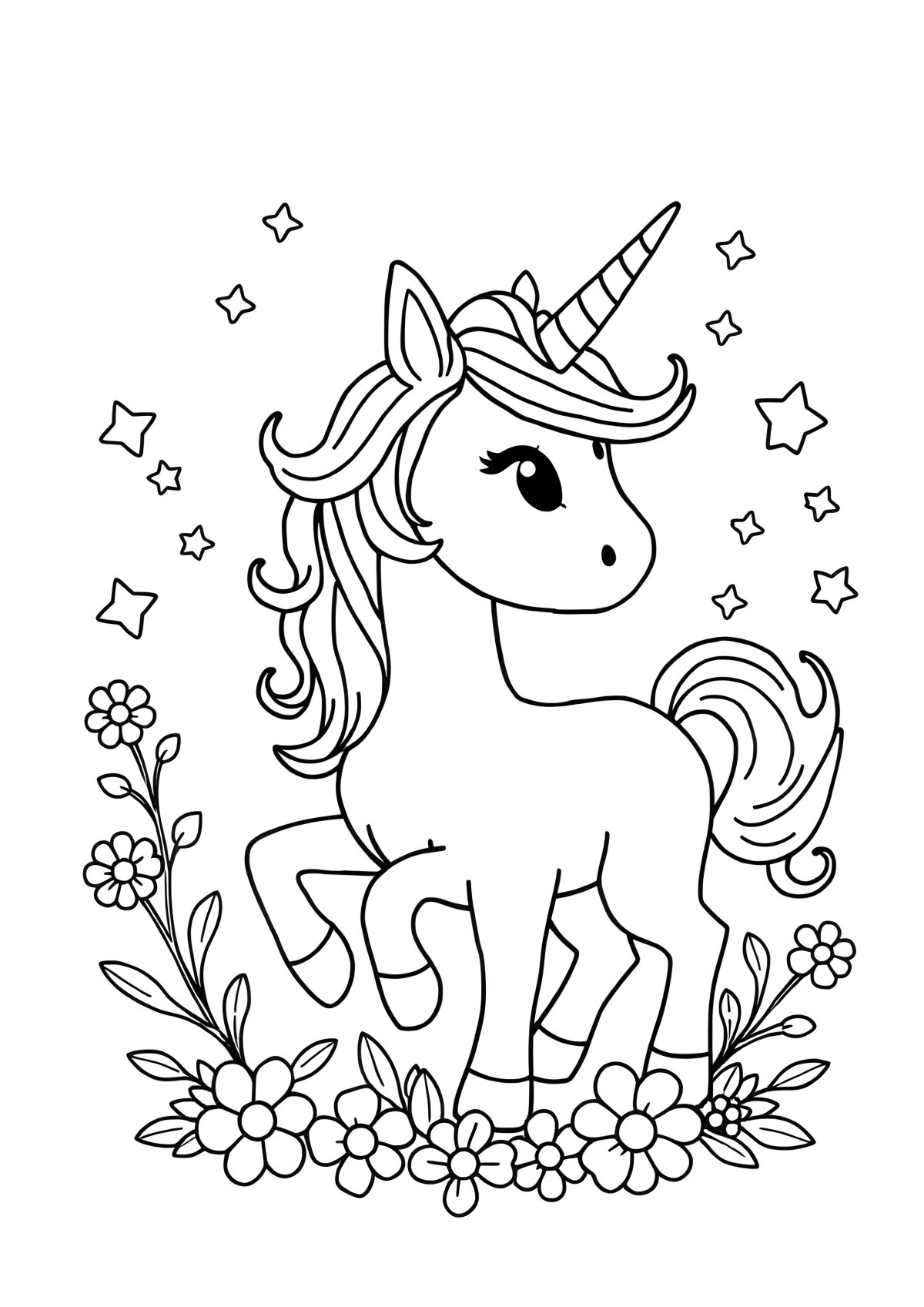 Unicorn Coloring Page With Numbers coloring page for kids