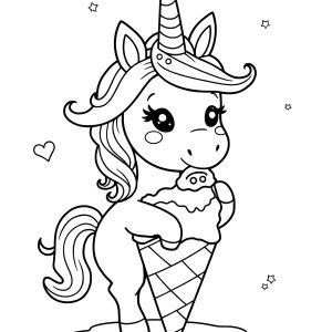 Unicorn Ice Cream Coloring Page For Kids coloring page for kids