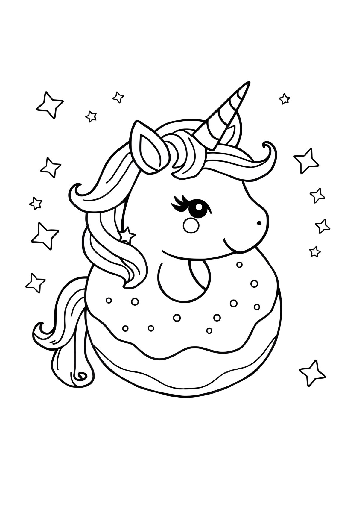 Doughnut Unicorn Coloring Page coloring page for kids