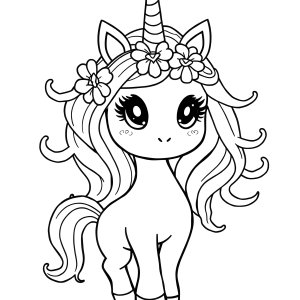 Kawaii Unicorn Girl Coloring Page coloring page for kids