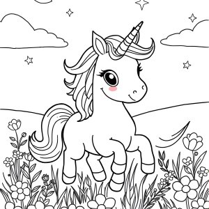Coloring Page Online Unicorn coloring page for kids