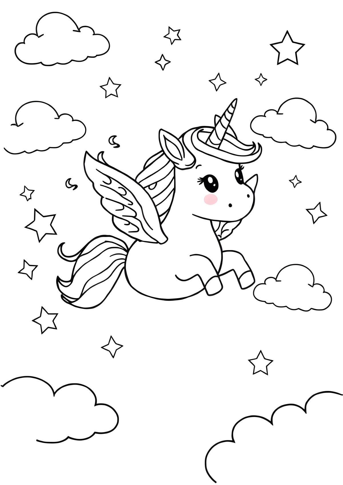 Flying Unicorns Coloring Page coloring page for kids