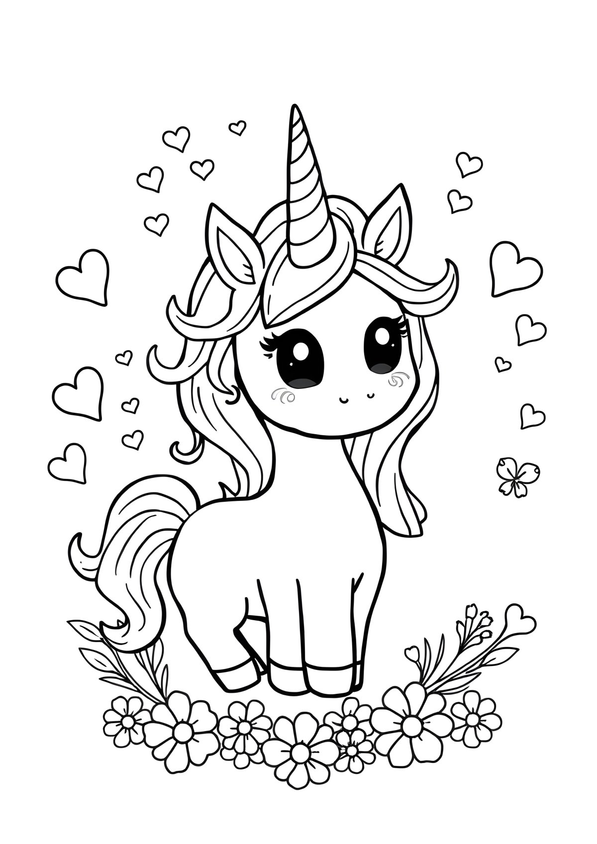 Kawaii Unicornio Unicorn Coloring Page coloring page for kids