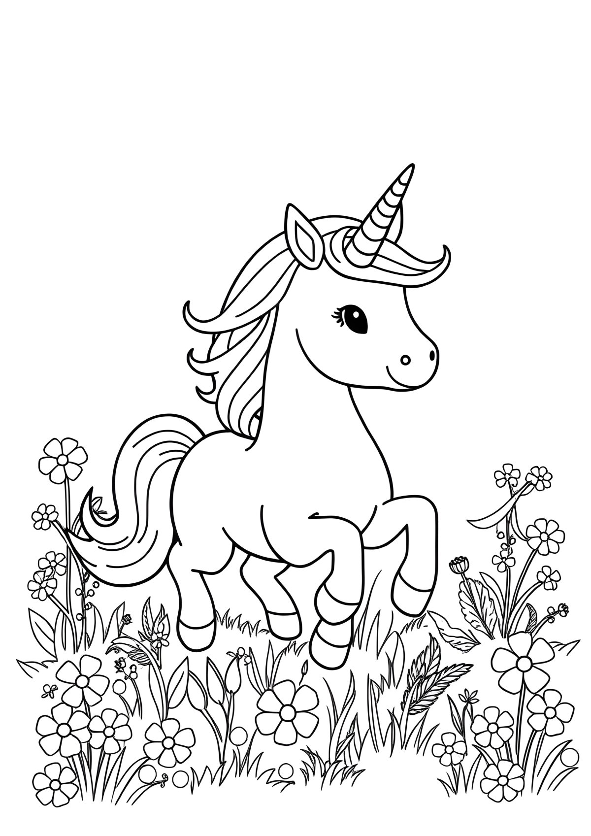 Printable Drawing Unicorn Coloring Page For Kids coloring page for kids