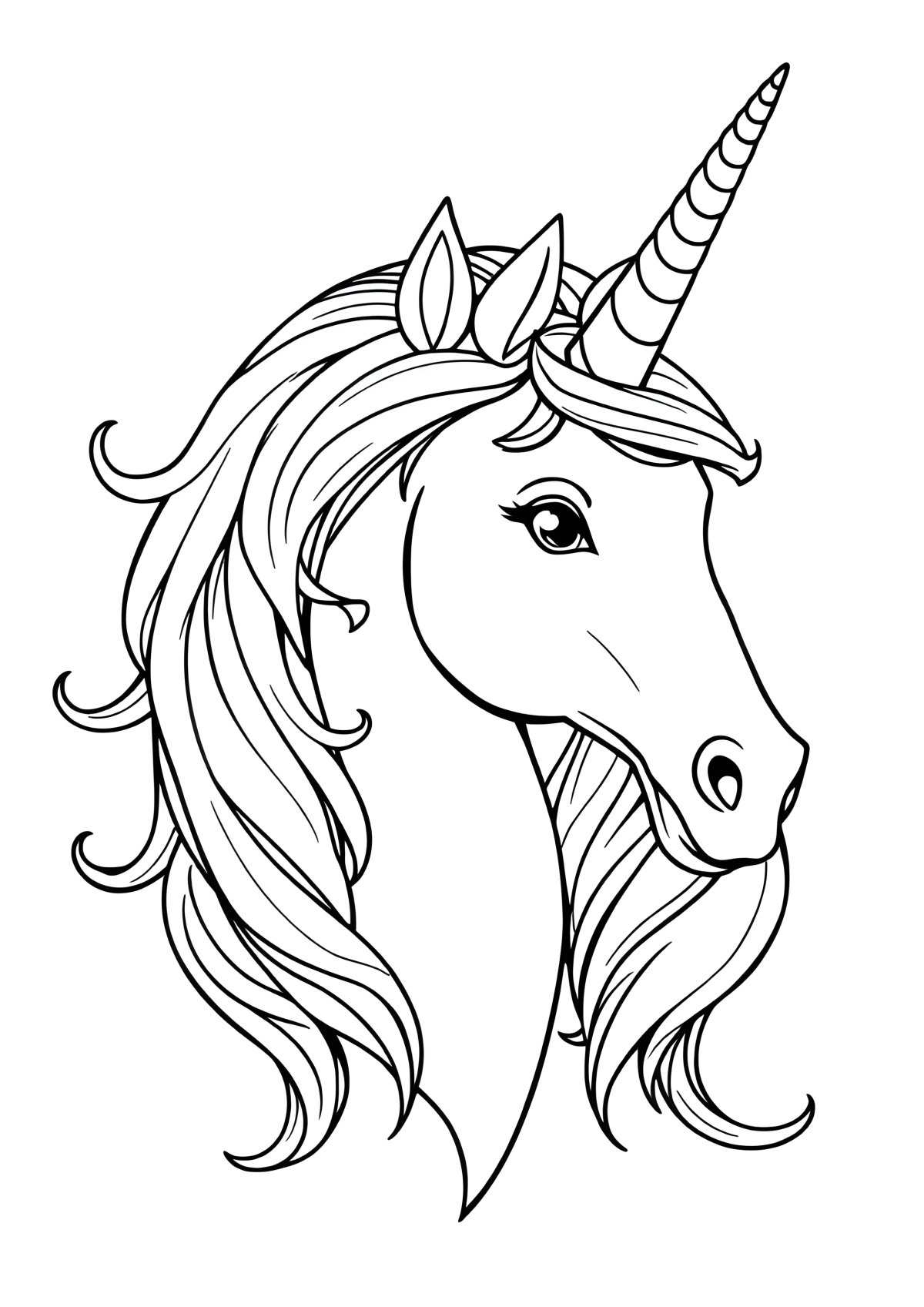 Realistic Unicorn Coloring Page Free coloring page for kids
