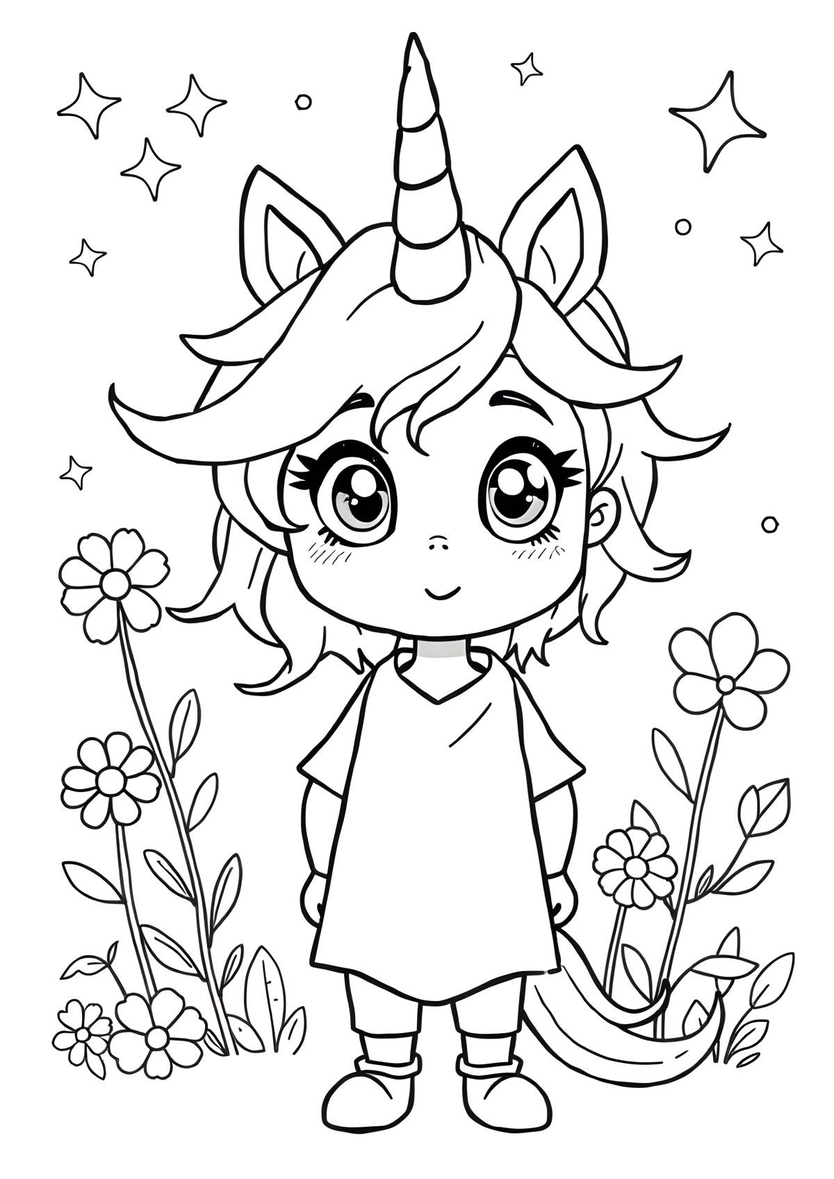 Unicorn Boy Coloring Page coloring page for kids