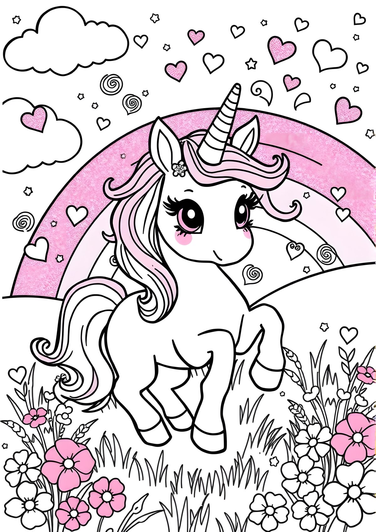 Lisa Frank Unicorn Rainbow Coloring Page coloring page for kids