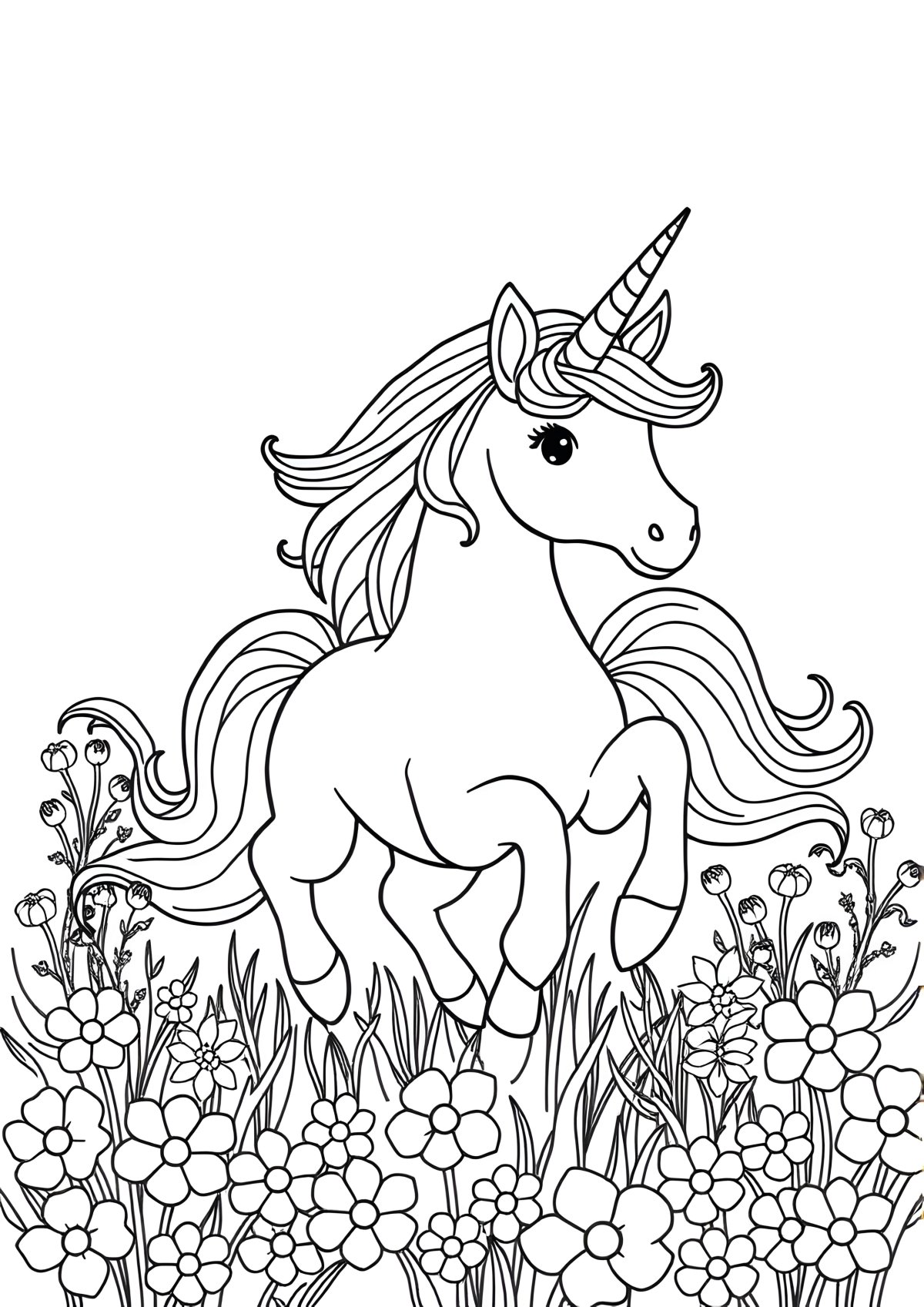 Unicorn Colored Page coloring page for kids