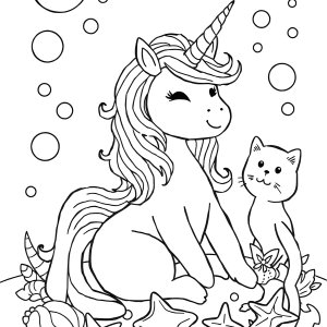 Unicorn Coloring Page Coloriage Chat Licorne Sirene coloring page for kids