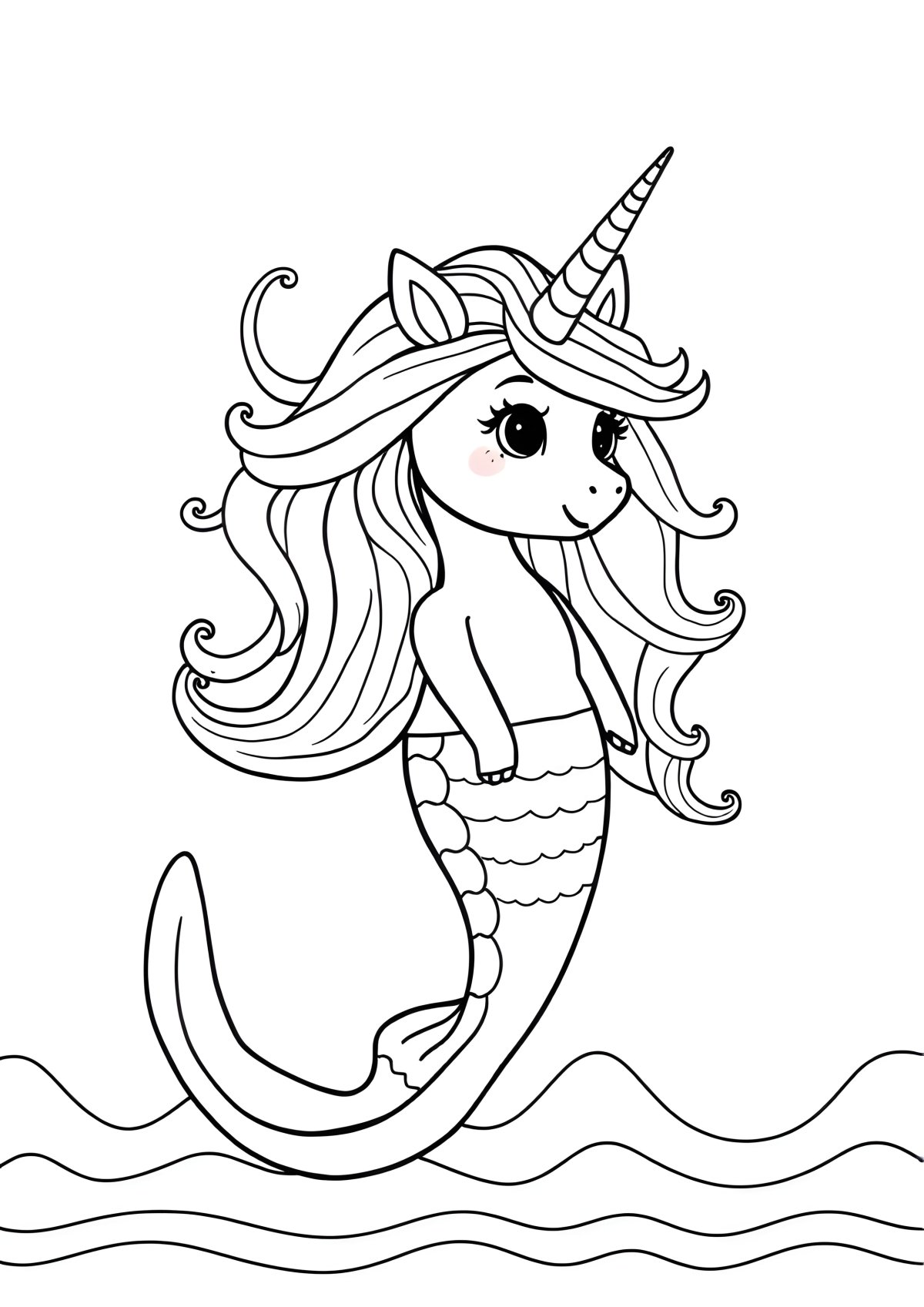 Free Printable Coloring Page Unicorn Mermaid coloring page for kids