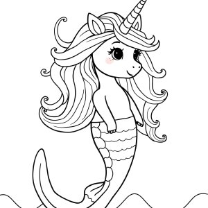 Free Printable Coloring Page Unicorn Mermaid coloring page for kids
