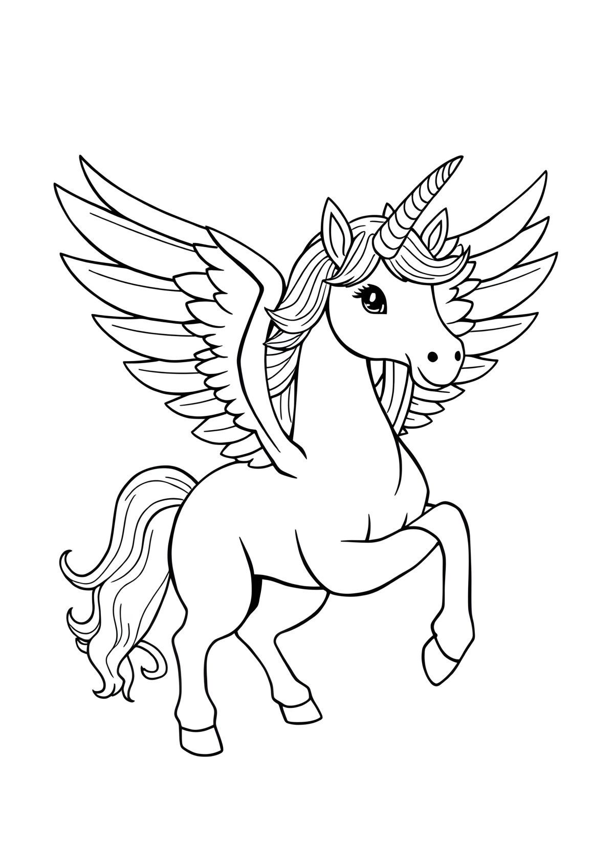 Hard Winged Unicorn Unicorn Coloring Page coloring page for kids