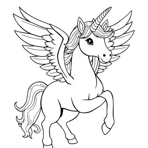 Hard Winged Unicorn Unicorn Coloring Page coloring page for kids