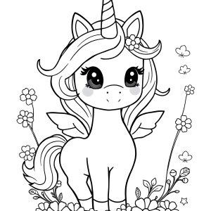Kids Cute Kawaii Unicorn Coloring Page coloring page for kids