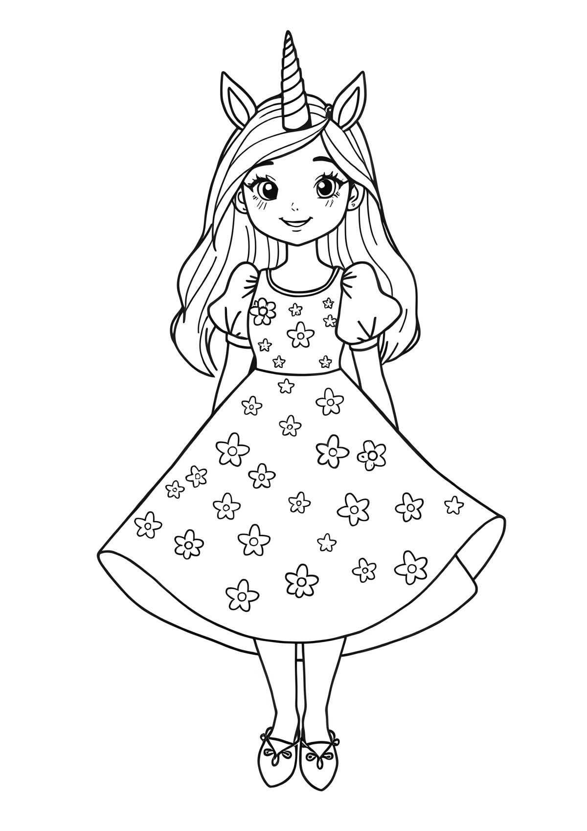 Unicorn Dress Coloring Page coloring page for kids