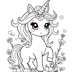 Kids Cute Unicorn Coloring Page For Adults coloring page for kids