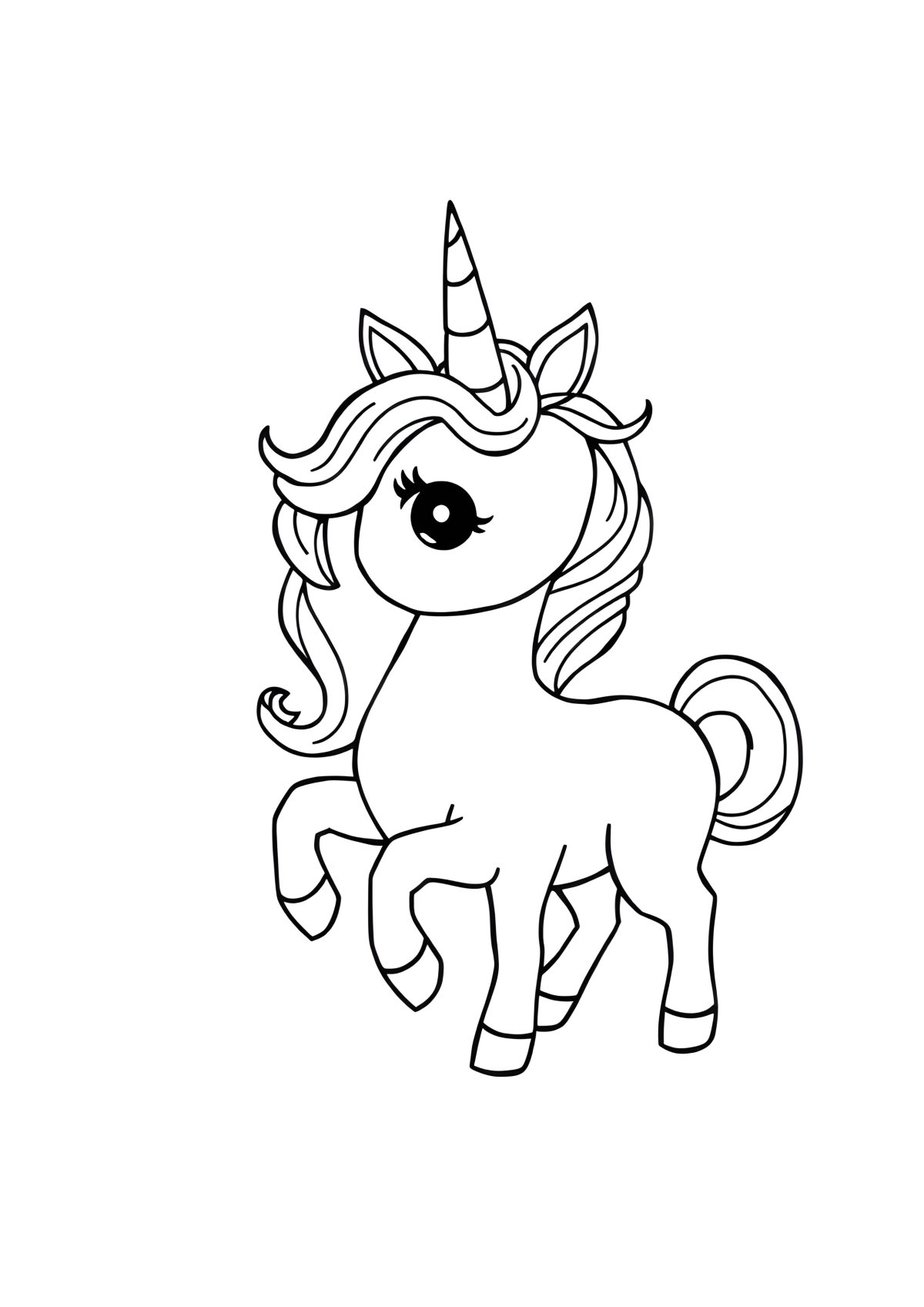 Unicorn Coloring Page Cute Unicorn Stickers Black And White coloring page for kids