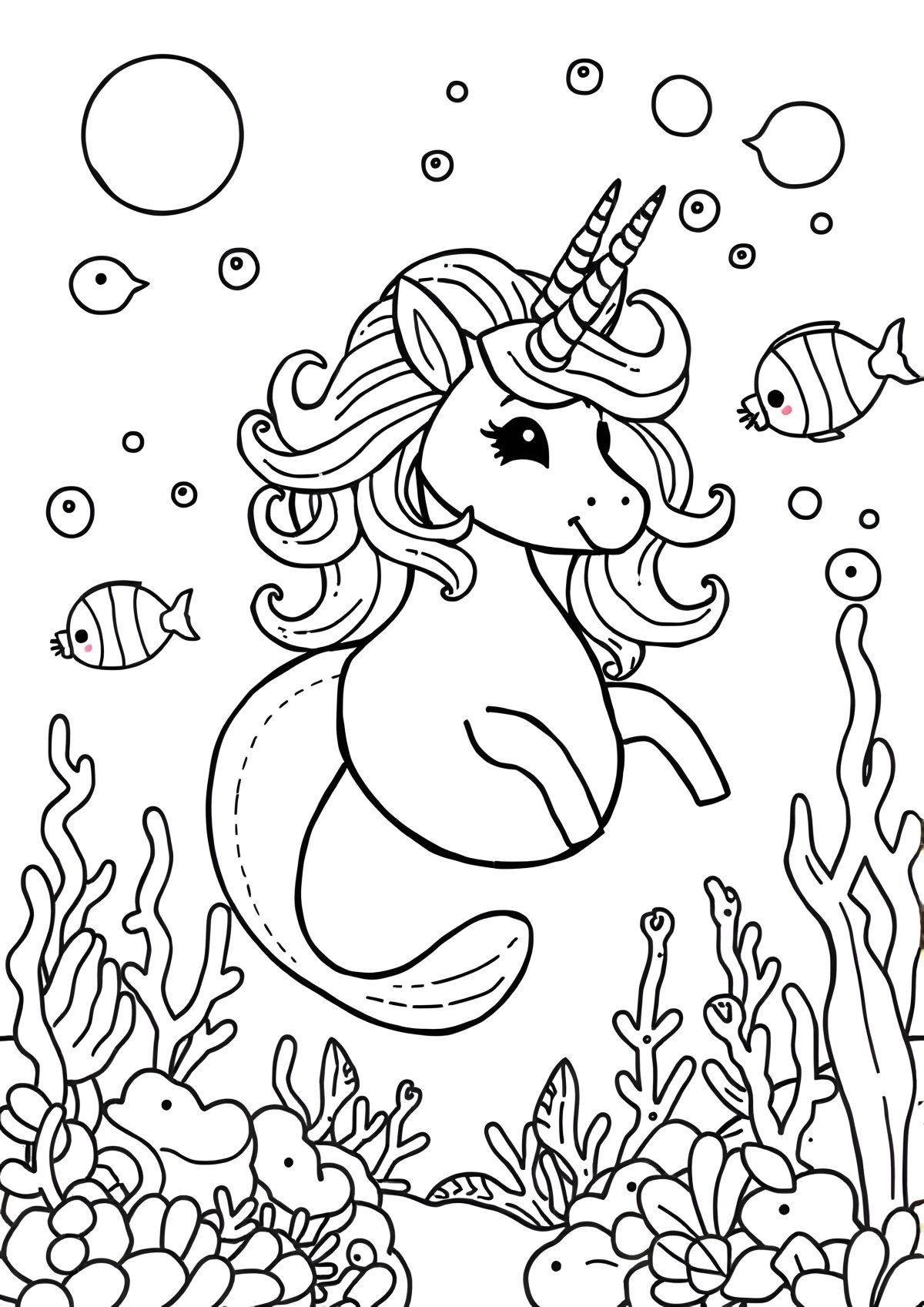 Mer Unicorn Coloring Page coloring page for kids