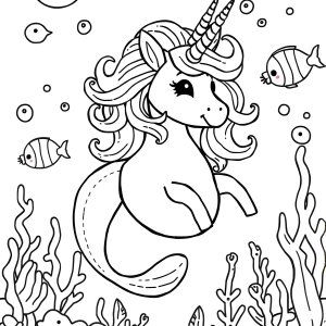 Mer Unicorn Coloring Page coloring page for kids