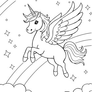 Pegasus Flying Unicorn Coloring Page coloring page for kids