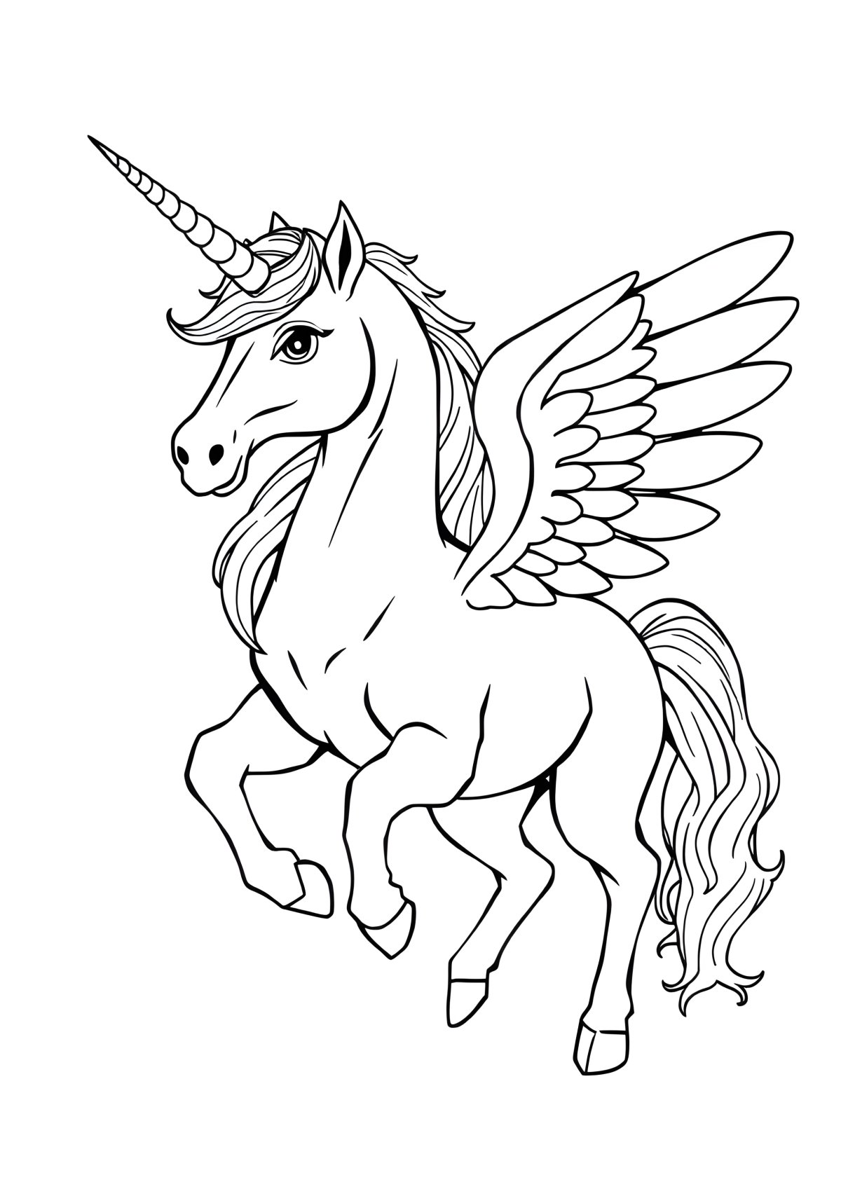 Pegasus Realistic Hard Unicorn Coloring Page coloring page for kids