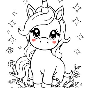 Kids Super Cute Cute Baby Unicorn Coloring Page coloring page for kids